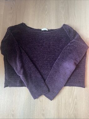 Garage Women's Cropped Ribbed Chenille Sweater - Dark Plum